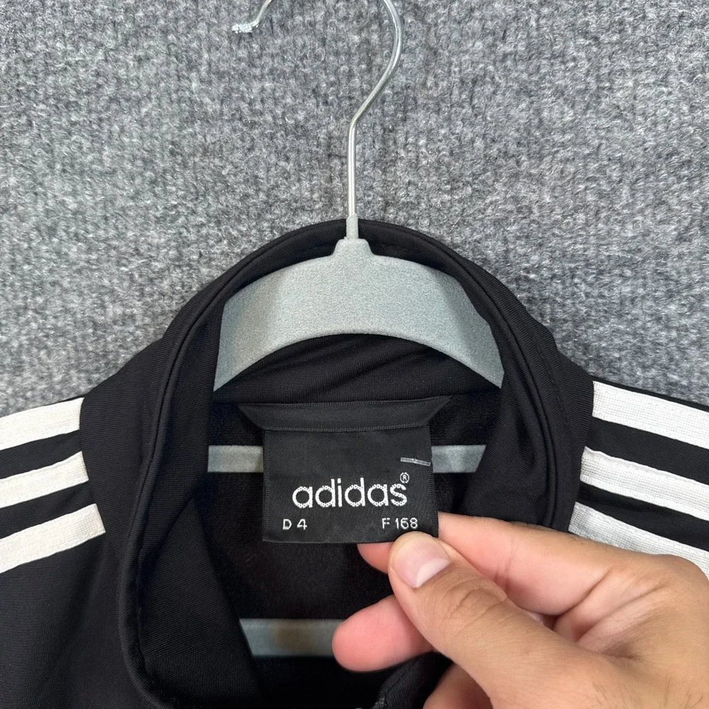 Adidas Track Jacket Mens Medium Black White Trefoil Three Stripe Full Zip Active